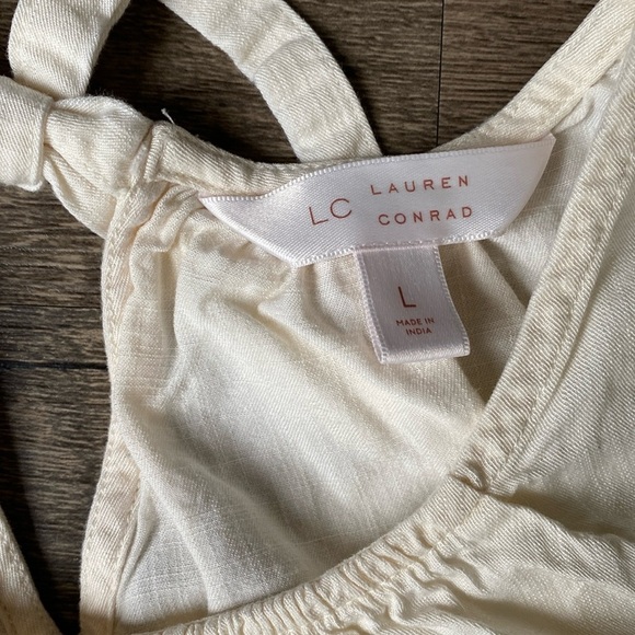 LC Lauren Conrad Women’s Cream Scoopneck Blouse Size L - Picture 6 of 8